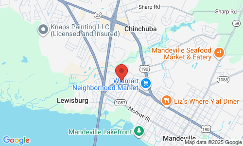 Google map image of our location in 3401 E Causeway Approach  Mandeville, LA
